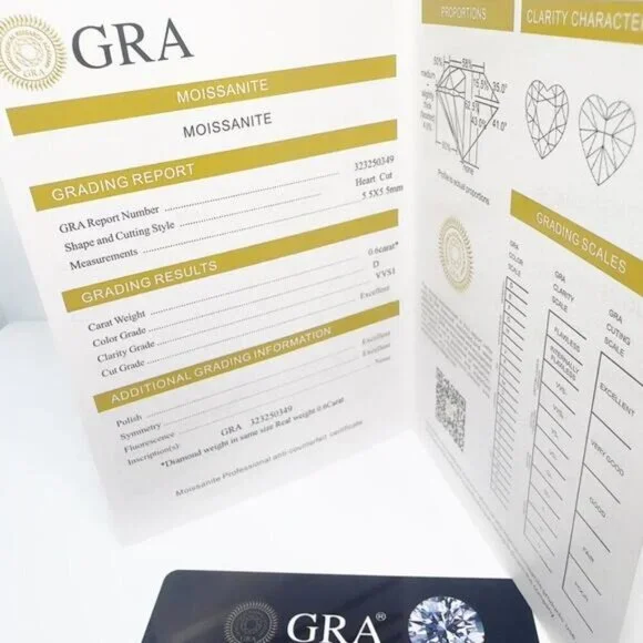 Moissanite Heart Cut Stud Earrings 925 Silver GRA Certified - Picture 5 of 6